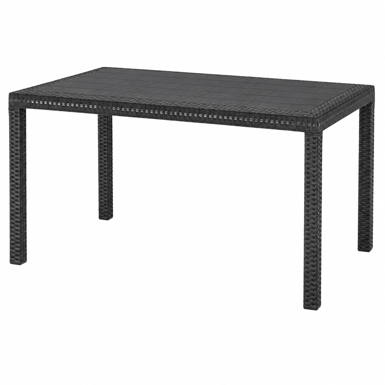 Tomaino - Großer Rattanstil-Gartentisch aus Kunststoff für 6 Personen - Perfekt für Terrasse oder Garten - Schwarz