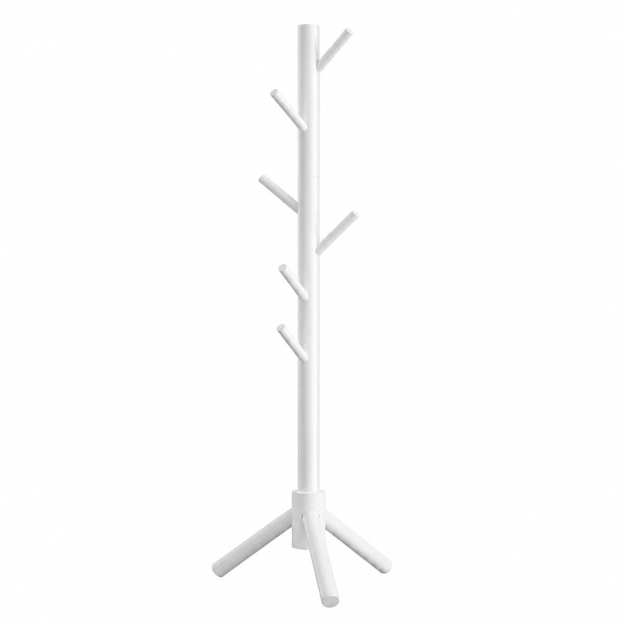 Pipishell Standgarderobe aus Holz, höhenverstellbar mit 8 Haken, ideal für Flur, Schlafzimmer und Büro, Weiß