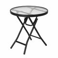 GOPLUS Klappbarer runder Balkontisch Ø46cm, wetterfest aus Metall und Glas