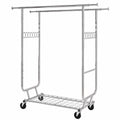 HOKEEPER Robuster Doppelt-Kleiderständer bis 272 kg, Schwerlast-Industriedesign mit Rollen und zusätzlicher Ablage