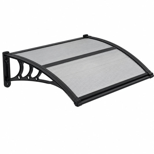 VEVOR Haustürvordach 755x1000 mm, Polycarbonat Überdachung mit ABS-Halterung, Wetterfest gegen Regen, Schnee und Sonne, ideal für Veranda und Terrasse, Rauchgrau