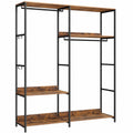 SONGMICS Offener Kleiderschrank mit Ablagen und Haken, Vintagebraun, 40 x 118 x 181 cm