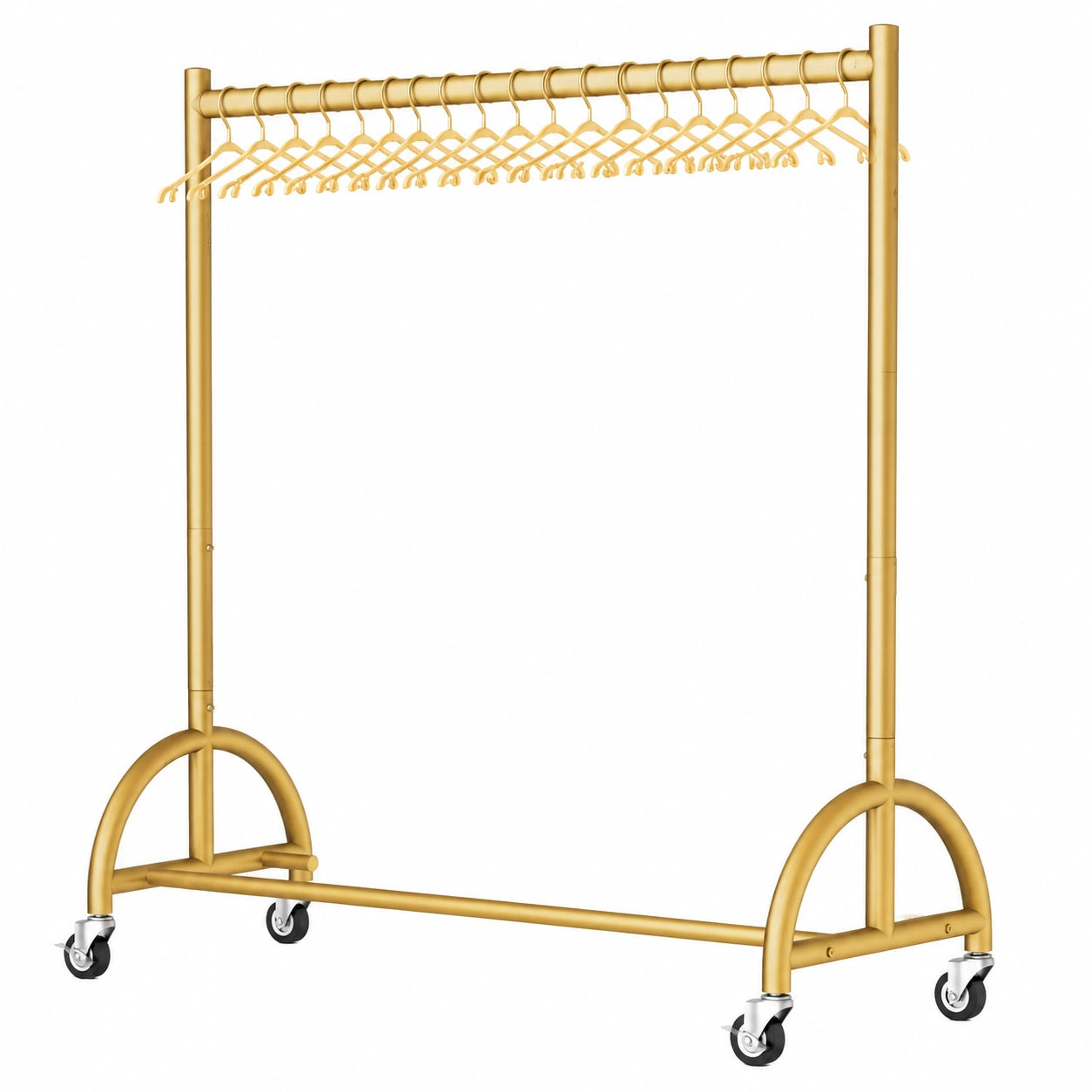 MISSLO Robuster Kleiderständer auf Rollen im Metall-Design, Gold – Mobil mit Ablage für Kleidung und Mäntel