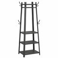 VASAGLE Garderobenständer, Kleiderständer mit 8 Haken, 4 Regale und Kleiderstange, Metallrahmen, für Flur, Schals, Jacken, Taschen, Anthrazitgrau-Schwarz