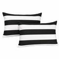 Lewondr Wetterfeste Outdoor-Kissenhüllen, 2er Set, 30x50cm, Streifenmuster, Wasserdicht, für Terrasse, Garten, Balkon, Schwarz-Grau-Weiß