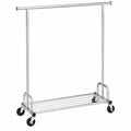 Sakugi Rollgarderobe mit Gitterablage und breiter Stange, 116x43x150 cm, Silber, ideal für Schlafzimmer und Flur