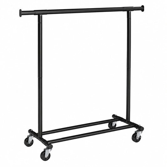Robuster SONGMICS Kleiderständer mit Rollen, bis 100 kg, ausziehbar, leicht montierbar, schwarz