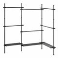 SONGMICS Verstellbarer Kleiderschrank, 3-stufig mit Kleiderstangen, Teleskopgarderobe in Mattschwarz, flexibel anpassbar, inklusive 6 Stangen und 3 Ablagen
