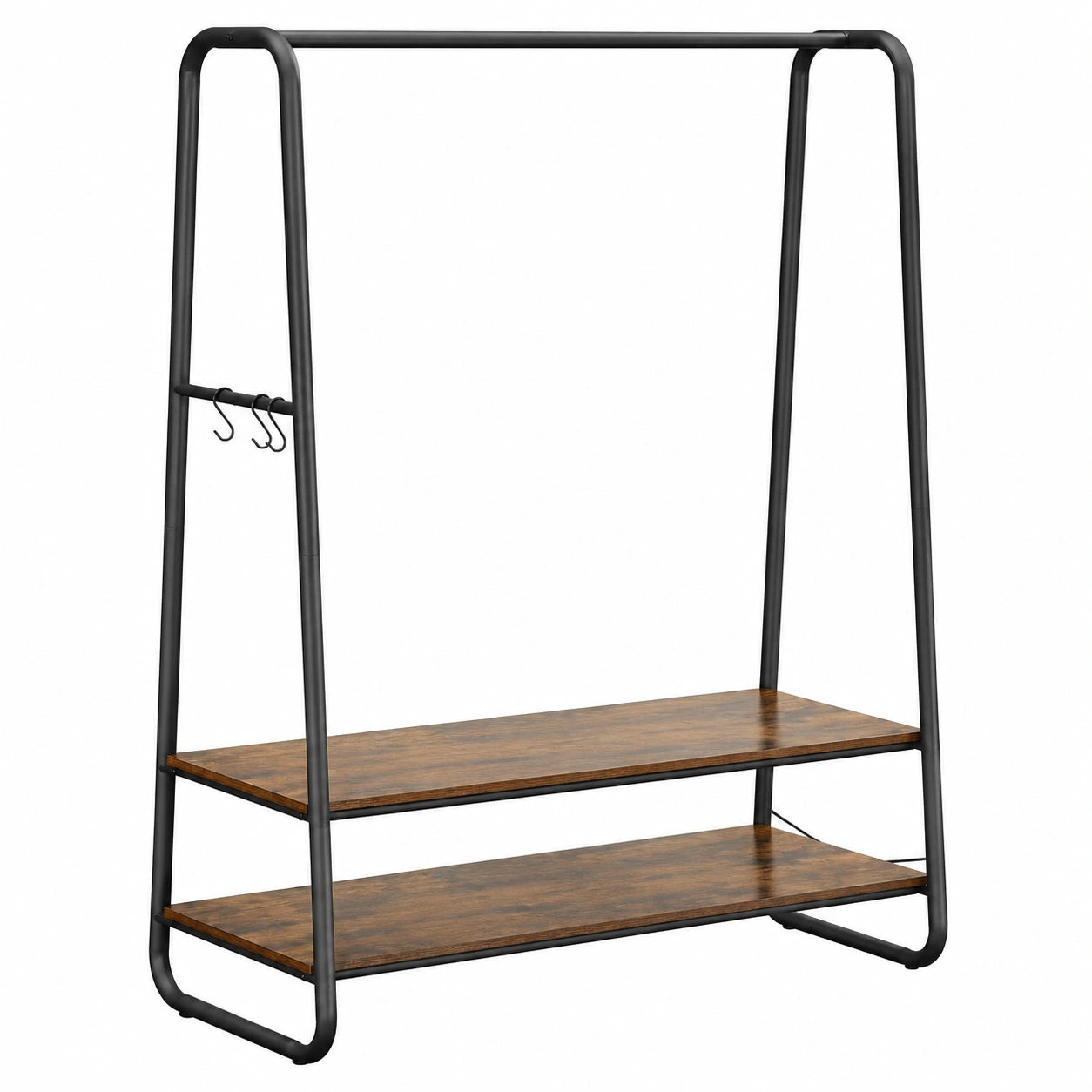 VASAGLE Industrieller Kleiderständer mit Ablagen und Haken, Vintage-Stil, Metallrahmen, 45x100x160 cm, ideal für Schlafzimmer und Flur